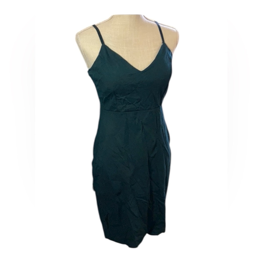 Love Chesley Sleeveless Rhinestone Strip Back Green Mini Dress